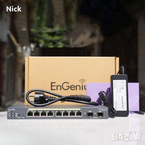 EnGenius EWS2910P-FIT Managed Gigabit 8-Port 55W PoE Switch with 2 SFP Ports, снимка 2 - Суичове - 52824555