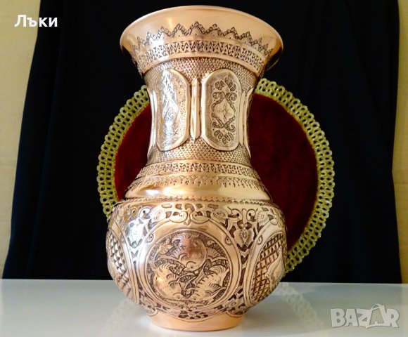Персийска медна ваза Isfahan Qalamzani. , снимка 4 - Вази - 37818319