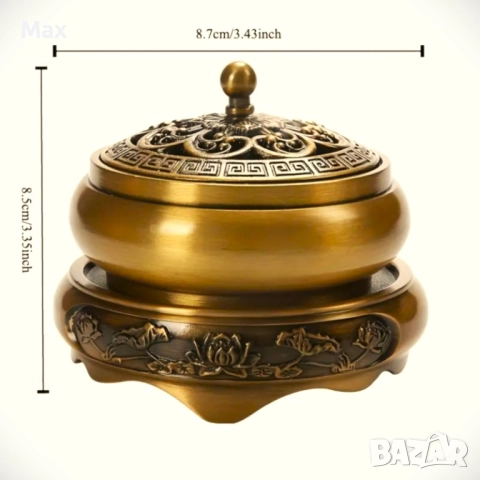 Голям и красив месингов кадилник с изискан външен вид от три части, снимка 3 - Декорация за дома - 52170221