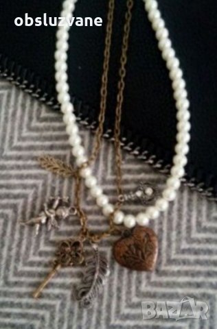 Двойна огърлица с перли и ангелче 💥, снимка 2 - Колиета, медальони, синджири - 32770162