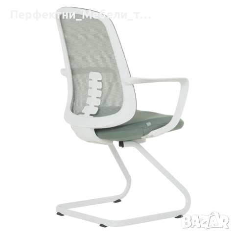 Луксозен посетителски стол в млечно зелен гама на склад.Конферентен зелен стол,кресло в зелено-бяло, снимка 2 - Столове за офис - 50613718