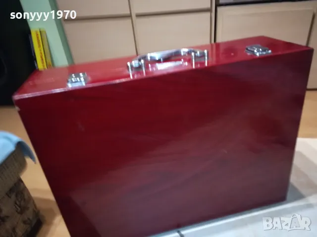 дървен лъскав куфар с чекмедже 2412241700, снимка 2 - Антикварни и старинни предмети - 48452066