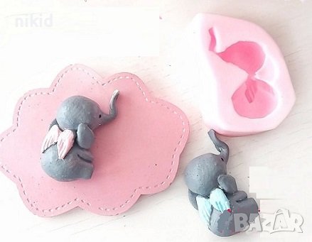 Слон слонче с крила силиконов молд форма фондан шоколад гипс декор пано