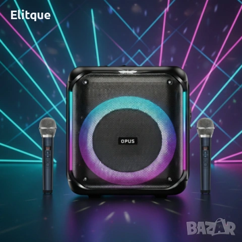 Караоке тонколона с Bluetooth, дистанционно управление и 2 безжични микрофона, 30W звук , снимка 6 - Тонколони - 53187257