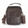 Мъжка чанта от естествена кожа с дълга дръжка в тъмно кафяв цвят, снимка 1 - Чанти - 43338814
