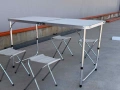 Комплект сгъваема алуминиева маса с 4 стола – идеален за къмпинг, двор и почивка, снимка 3
