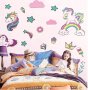 Анимирани Еднорог Unicorn с корони стикер постер лепенка за стена и мебел детска самозалепващ, снимка 2