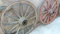лот от две масивни колела от каруца, файтон, снимка 3