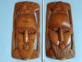 Двойка големи африкански махагонови маски, снимка 1 - Антикварни и старинни предмети - 43975599