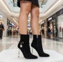 Боти на ток - черен велур, снимка 2