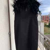 Разкошна нова черна парти коктейлна строго официална рокля Mohito пера пухчета , снимка 9 - Рокли - 42094065