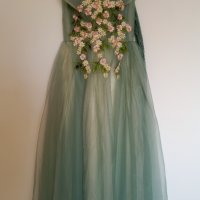 Зелена бална рокля с цветя, снимка 2 - Рокли - 44111456