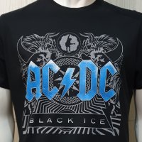 Нова мъжка тениска с дигитален печат на музикалната група AC/DC - Black Ice със син надпис , снимка 3 - Тениски - 34833977