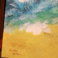 Море,Вълни плаж,Масло бои на платно подписана картина, снимка 2 - Картини - 35651002
