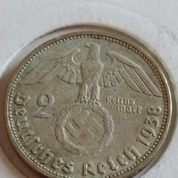 Сребърна монета 2 райхсмарки 1938г. Нацистка Германия Трети Райх с СХВАСТИКА за КОЛЕКЦИЯ 42060, снимка 4 - Нумизматика и бонистика - 43798821