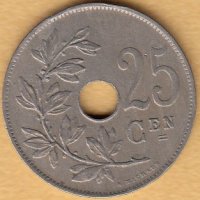25 сантима 1921(холандска легенда), Белгия, снимка 1 - Нумизматика и бонистика - 38514620