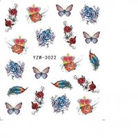 YZW-3022 корона роза пера пеперуда слайдер ваденки водни стикери за нокти маникюр, снимка 2 - Продукти за маникюр - 33384077