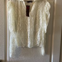 Нова с етикета класическа дантелена елегантна бяла еластична блуза , снимка 4 - Блузи с дълъг ръкав и пуловери - 40142185