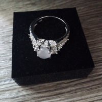 Лукс сребърен пръстен с розов кварц и циркони-3, снимка 3 - Пръстени - 28995124