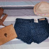 Къси H&M Деним панталонки + подарък шапка и чанта, снимка 2 - Къси панталони и бермуди - 28638771
