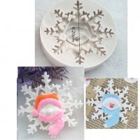 Снежинка Снежен човек силиконов молд форма за декорация и украса торта фондан, снимка 1 - Форми - 26887138