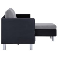 3-местен диван с възглавници, черен, изкуствена кожа, снимка 6 - Дивани и мека мебел - 43302207