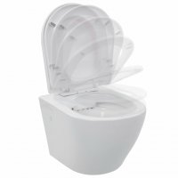 Окачена тоалетна чиния без ръб, керамична, бяла, снимка 9 - Други - 37691922