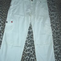 100% памучни бели вталени панталони тип 3/4 с много практични джобове, снимка 2 - Панталони - 33016753