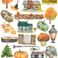 Скрапбук стикери за декорация планер pumpkin есен autumn самозалепващ лист А5 - различни видове, снимка 2 - Други - 37815071