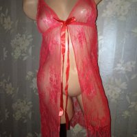 Червена секси нощничка от дантела S,M, снимка 3 - Бельо - 38301124