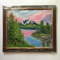 Картина за подарък. Картина с маслени бои. Планински пейзаж ”Борова гора”, снимка 2 - Картини - 43415784