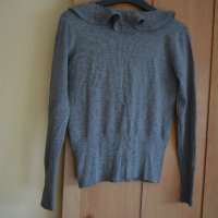 Зимна светлосива блуза с раздвижена яка гръдна, снимка 2 - Блузи с дълъг ръкав и пуловери - 43861304