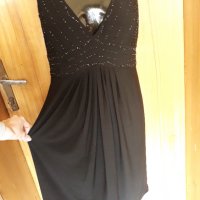 Официална черна дълга рокля с мъниста Л, снимка 4 - Рокли - 32880097