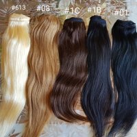 100% естествена коса (двоен ред), 100гр., 124см., снимка 1 - Аксесоари за коса - 6396214
