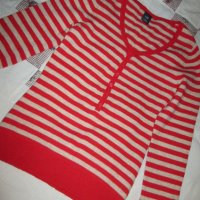 Пуловер вълна райе червено Gap, снимка 1 - Блузи с дълъг ръкав и пуловери - 27015349