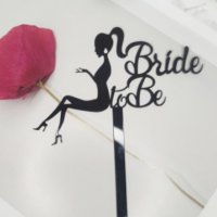 Bride To Be дама лейди черен златен пластмасов топер украса за торта моминско парти сватба сватбен , снимка 2 - Други - 33087940