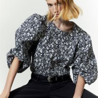Блуза H&M от памук с обемни ръкави, нова , снимка 1 - Блузи с дълъг ръкав и пуловери - 43894237