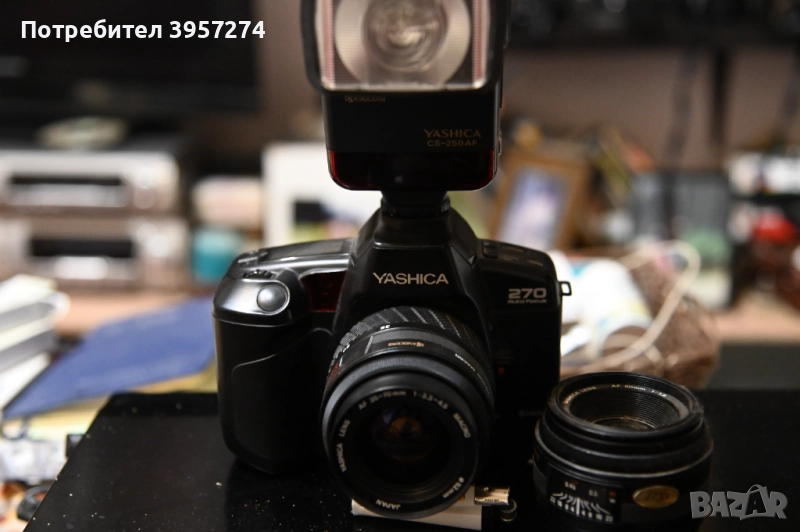 Yashica Kyosera 270 autofocus+Yashika 50/1.8+Yashika 35-70Macro+Yashika свткавица, снимка 1