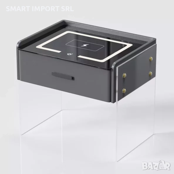 Интелигентно нощно шкафче Smart Heater Led, безжично зареждане, сив, снимка 1