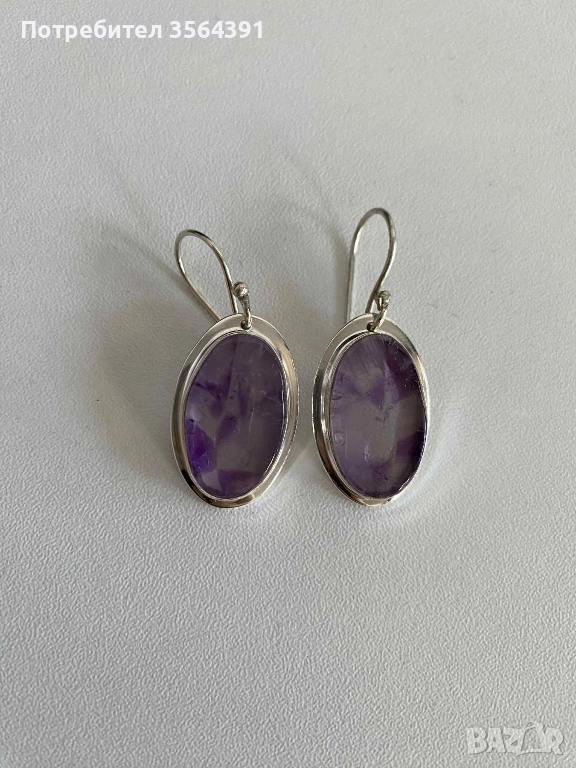 Сребърни обеци с Аметист, снимка 1