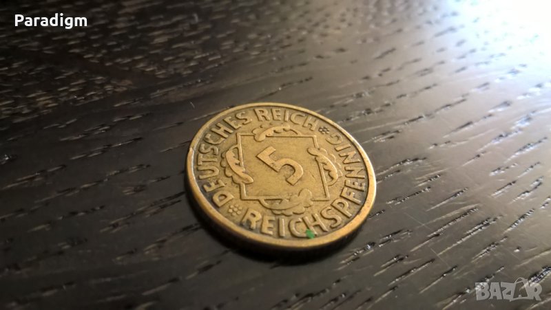 Райх монета - Германия - 5 пфенига | 1926г.; серия A, снимка 1