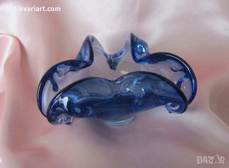 Стар Морано Кристално Стъкло Пепелник, снимка 1