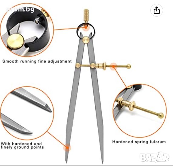 кожарски, сарашки пергел за кожа, 2 модела 150 мм, 200 мм, очертаване, снимка 1
