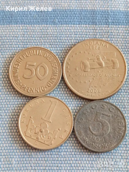 Четири монети от цял свят АМЕРИКА,ГДР, ЧЕХИЯ, АВСТРИЯ за КОЛЕКЦИЯ 40929, снимка 1