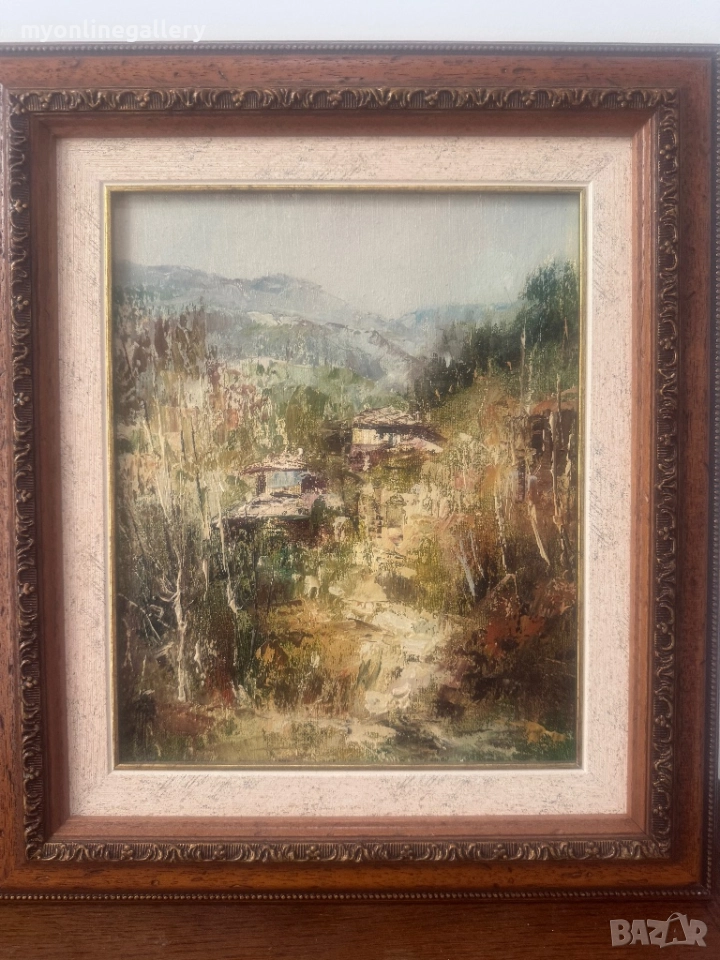 Евгени Томов Родопски пейзаж масло на платно 20 на 30 см, снимка 1