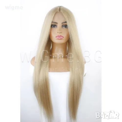 Дълга права пясъчно руса лейс фронт перука Салма, снимка 1
