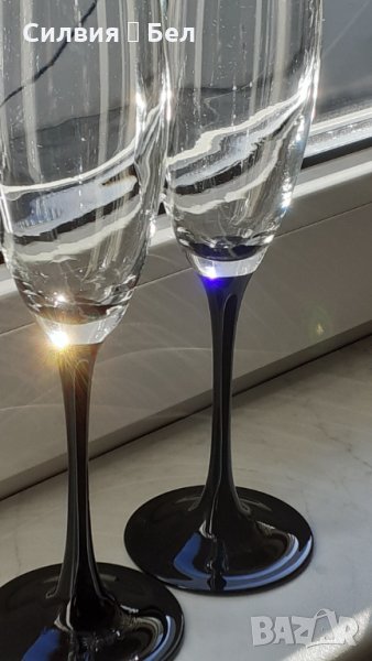 Комплект от 2 чаши за  Champagne Black Stem Luminarc- Vintage, снимка 1