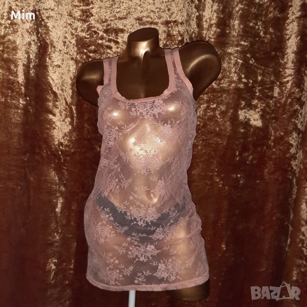 VERO MODA M Розова дантелена нощница /топ/, снимка 1