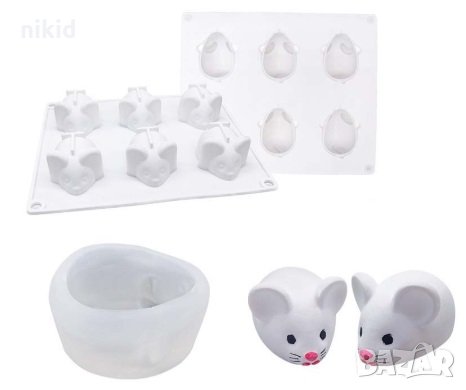 3d 6 мишки мишлета мишка силиконов молд форма калъп фондан шоколад гипс сапун, снимка 1