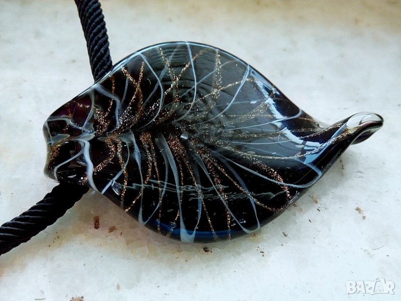 Колие с муранско стъкло и миланска корда, снимка 1